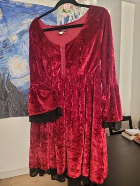 Sz XL Vampy Crushed Velvet Babydoll Dress Hot Topic